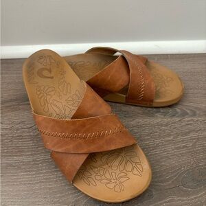 Olu Kai Kīpe‘a ‘Olu Women's Brown Leather Sandals